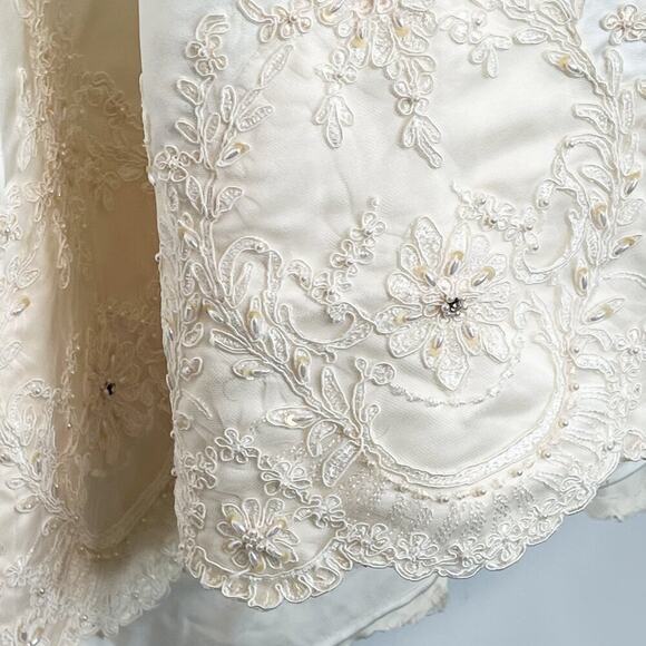 Oleg Cassini Ivory Satin Beaded Beaded Ball Gown Bridal Wedding Dress NWOT - Picture 6 of 16